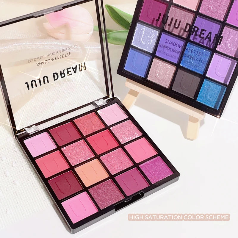 16-Color Eyeshadow Palette with Pearlescent, Matte & Shimmer Finishes