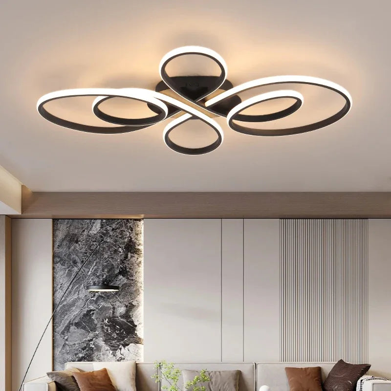 Modern LED Ceiling Light with Dimmable Remote Control - Energy Efficient Hanging Lamp for Living Room