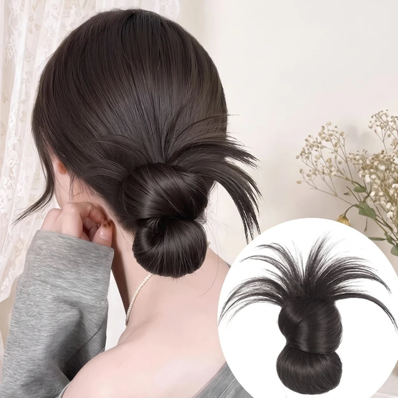 Synthetic Low Bun Claw Clip for Easy Hair Updo Styling - Natural Fluffy Hairpiece for Women