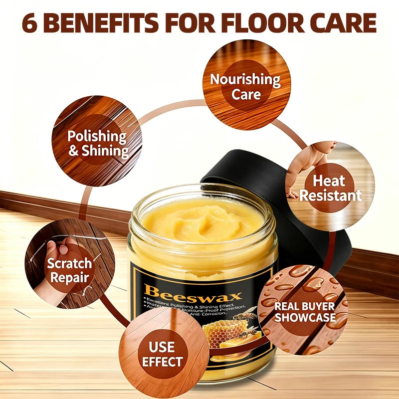 Wood Care Beeswax Solid Furniture Polish with Natural Scent - Waterproof & Restores Wooden Surfaces