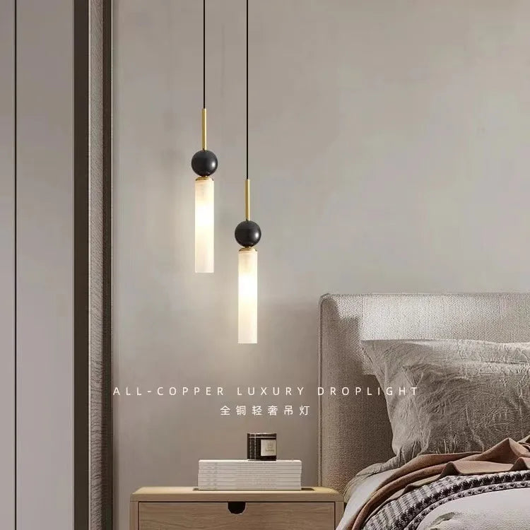 Minimalist Copper Chandelier for Bedroom Living Room - Luxurious Marble Finish