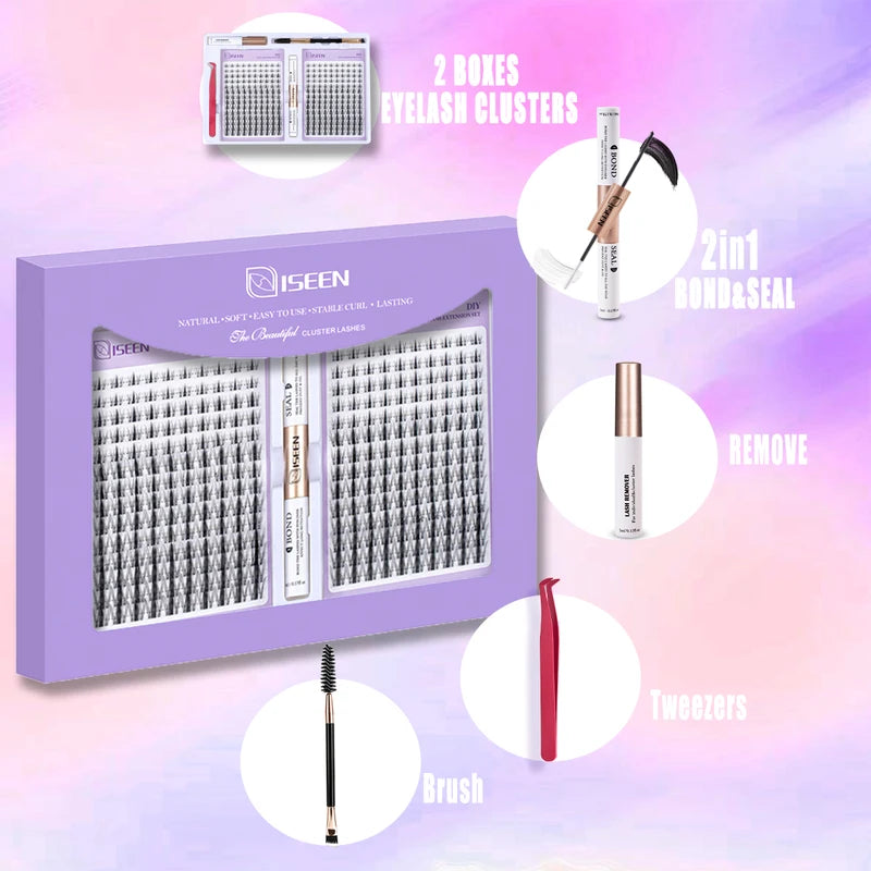 DIY Eyelash Extension Kit Full Set with Lash Bond & Seal, Tweezers & Brush