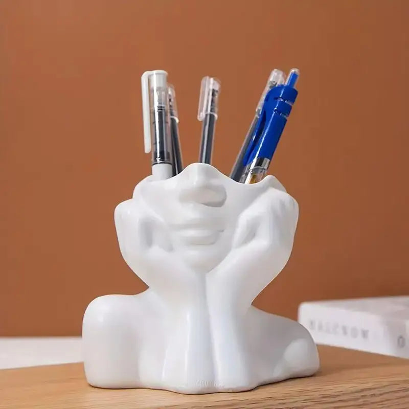 Face Shape Makeup Brush Holder Modern Nordic Flower Vase Storage Box for Home Office