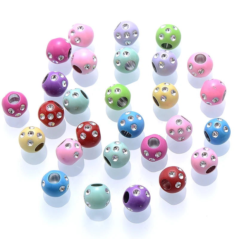 50pcs Acrylic Shiny Beads for Jewelry Making - 7x8mm Big Hole Spacer Beads