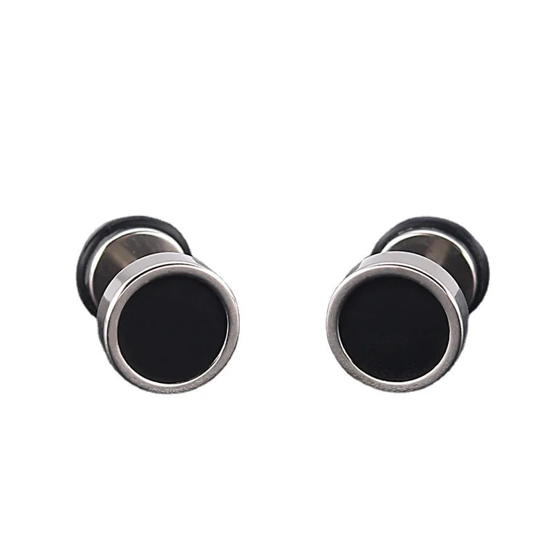 Men's Titanium Steel Black Oil Drip Earrings - Punk Jewelry for Men