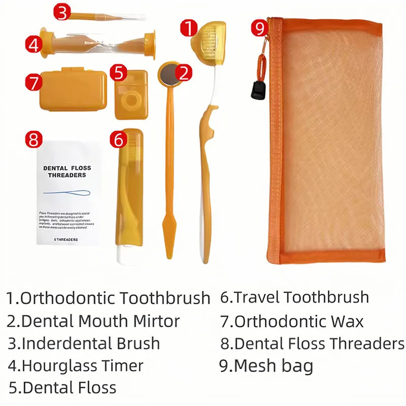 Orthodontic Dental Care Brush Kit - Complete Travel Oral Hygiene Set