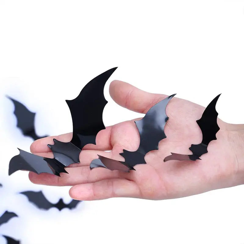 Halloween 3D Bat Wall Decor Stickers - Waterproof Spooky Bats for Home & Party