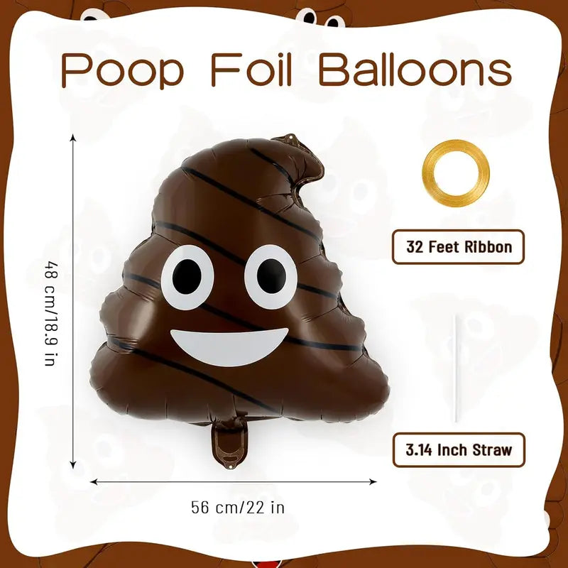 6 Pack Funny Poop Balloons Foil Prank Party Decorations for Teens & Halloween