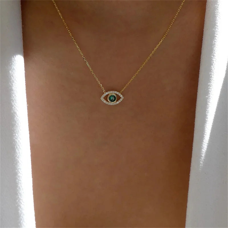 Minimalist Evil Eye Necklace for Women Turkish Blue Eyes Pendant Lucky Jewelry