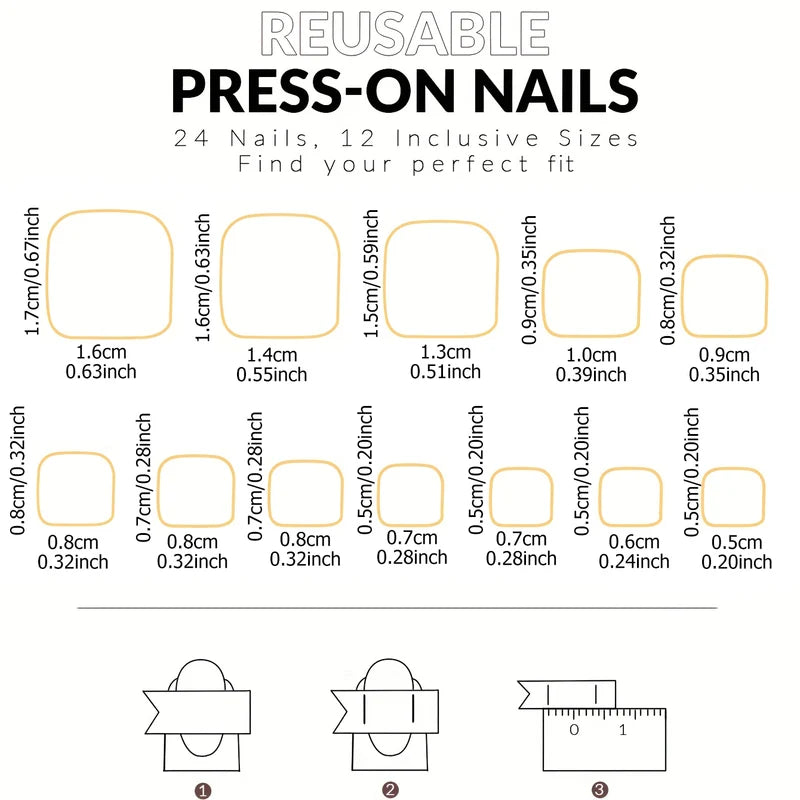 24-Piece Full-Coverage French Toe Nails Set - White & Color Variants