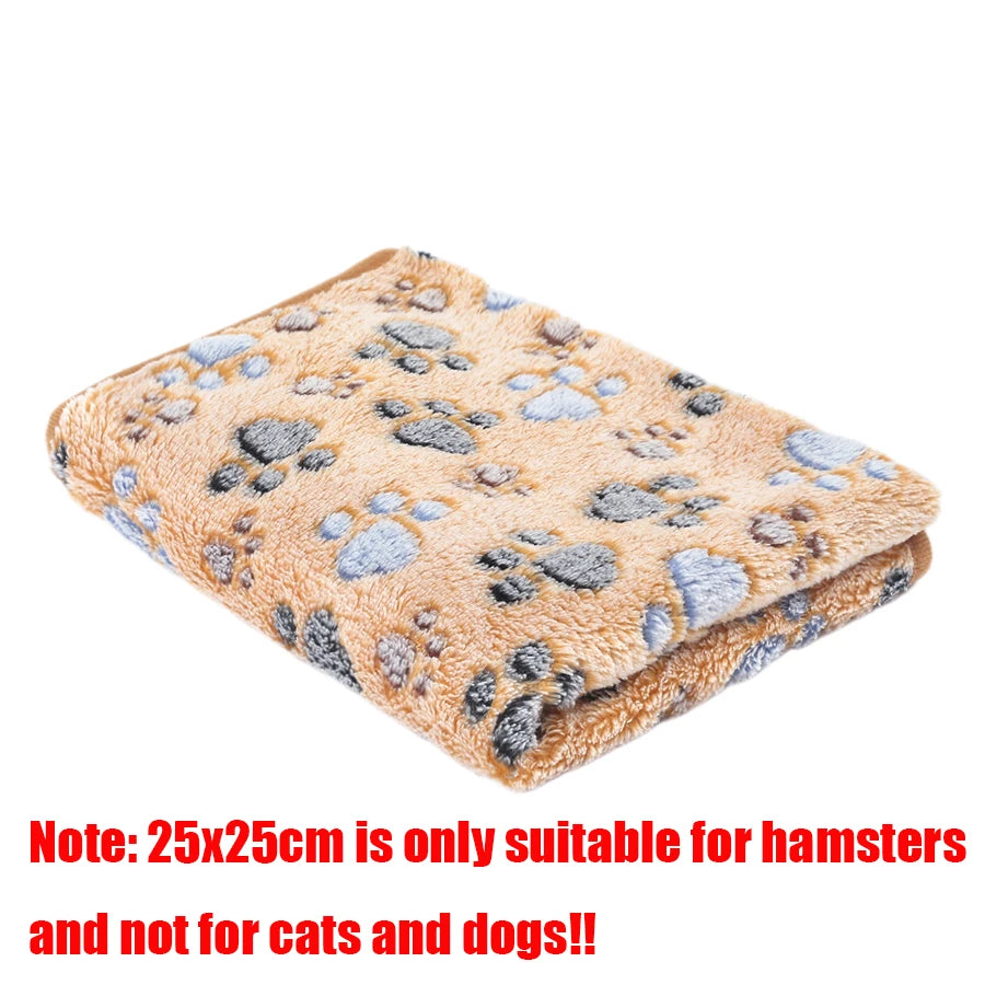 Soft Fluffy Pet Blanket for Dogs and Cats - Warm Comfortable Flannel Mat with Paw Print Pattern