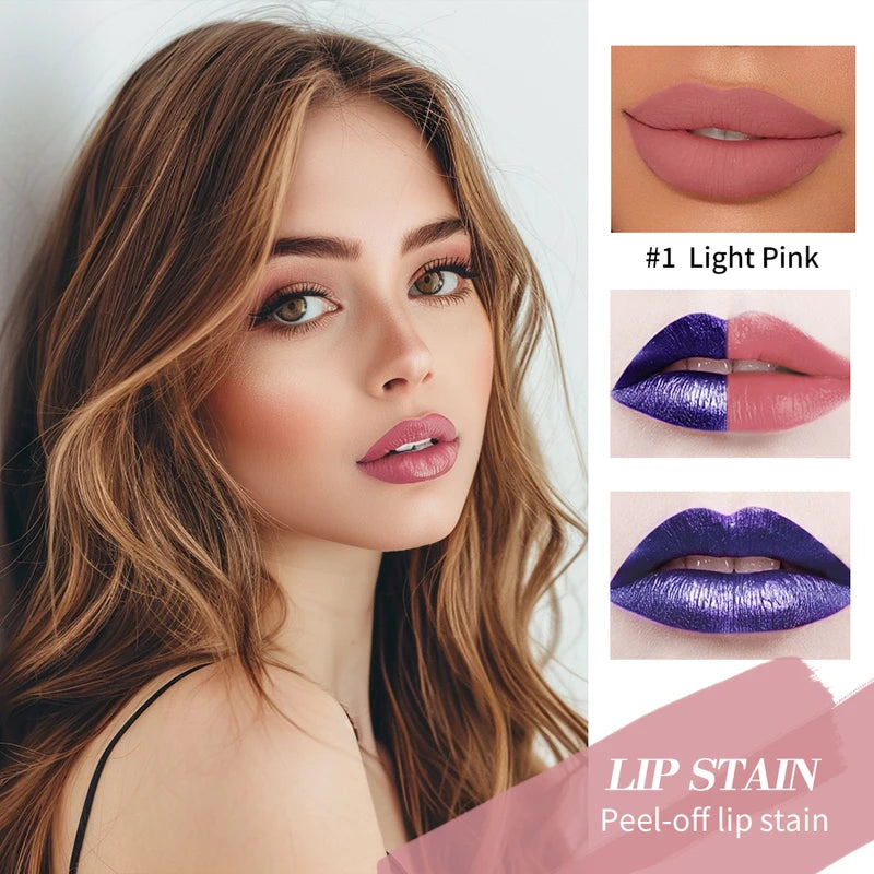 Long Lasting Waterproof Lip Stain Set - Peel Off Natural Lip Color, Transfer-Proof, 3 Colors
