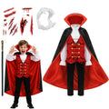 Kids Vampire Cosplay Costume Set with Walking Cane and False Teeth - Halloween Carnival