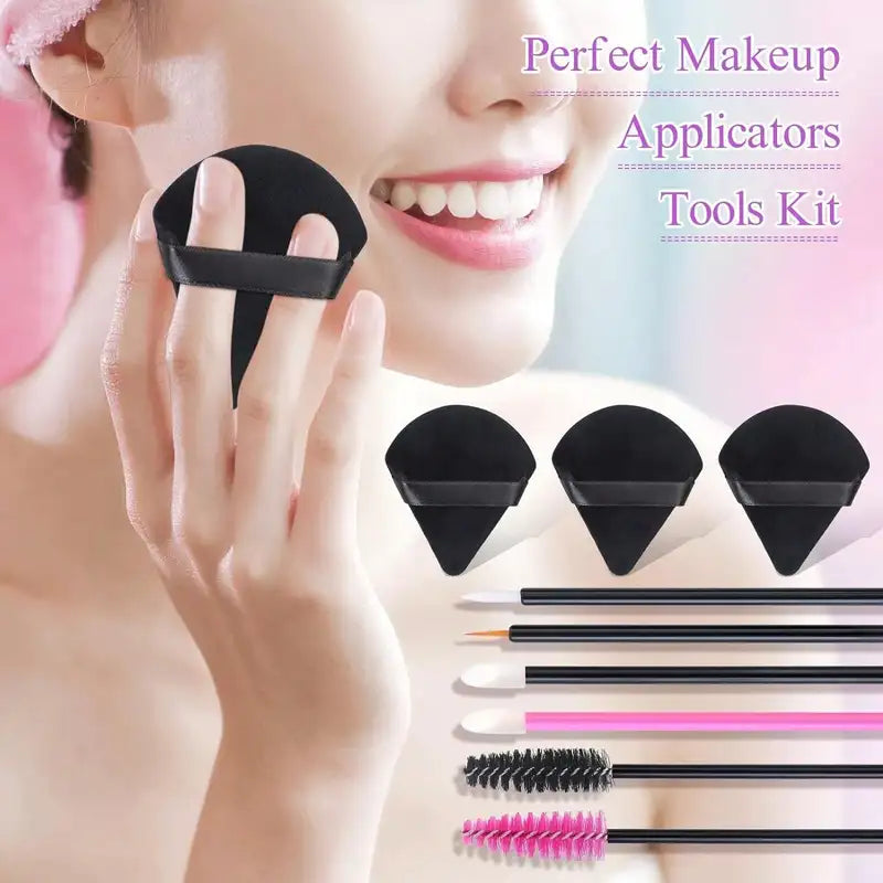 Disposable Makeup Tool Set with Puffs Mascara Wands Applicators for Professional & Beauty Use
