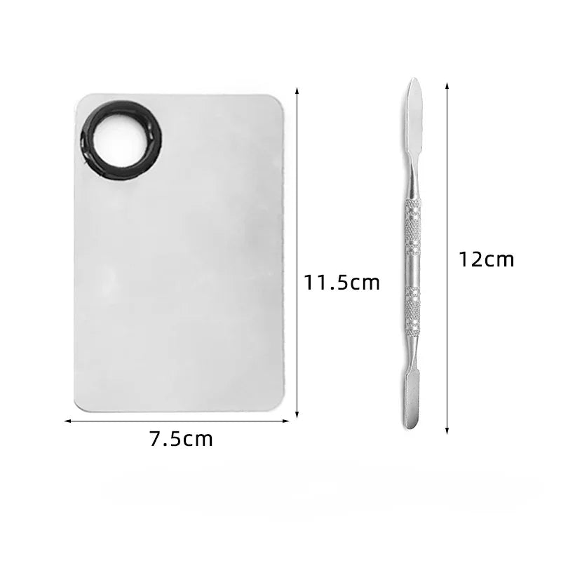 Stainless Steel Makeup Mixing Palette & Spatula Set for Foundation and Nail Art