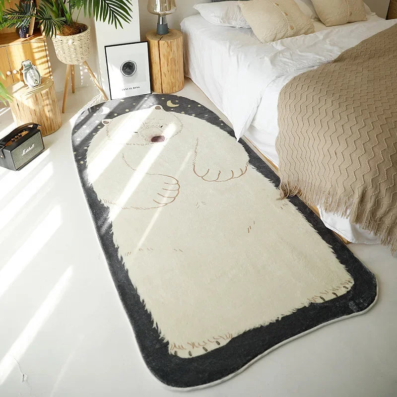 Cute Bear Bedside Rug - Non-Slip Fluffy Child Bedroom Floor Mat