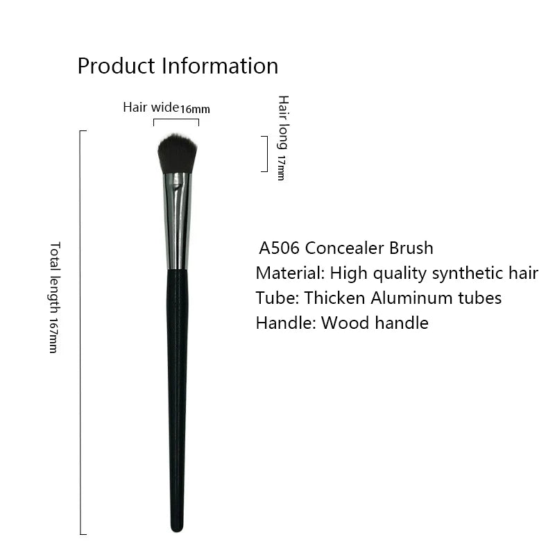 Contoured Makeup Brushes Set - Angled Foundation & Concealer Tools with Red Wood Handles