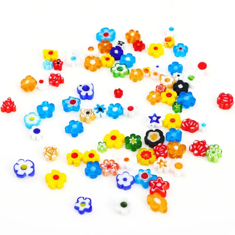 Flower-Shaped Glass Beads for Jewelry Making - 45 Pcs Handmade DIY Craft Supplies