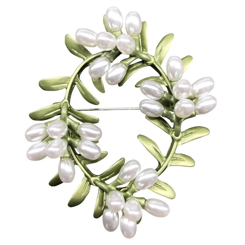 Antique Enamel Pearl Brooches for Women Wedding Party Gift Jewelry