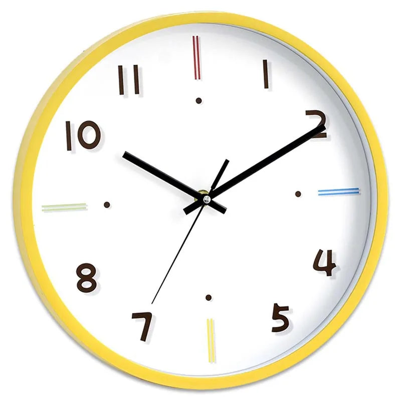 12-Inch Modern Wall Clock for Living Room Bedroom No-Drill Design - Multiple Colors