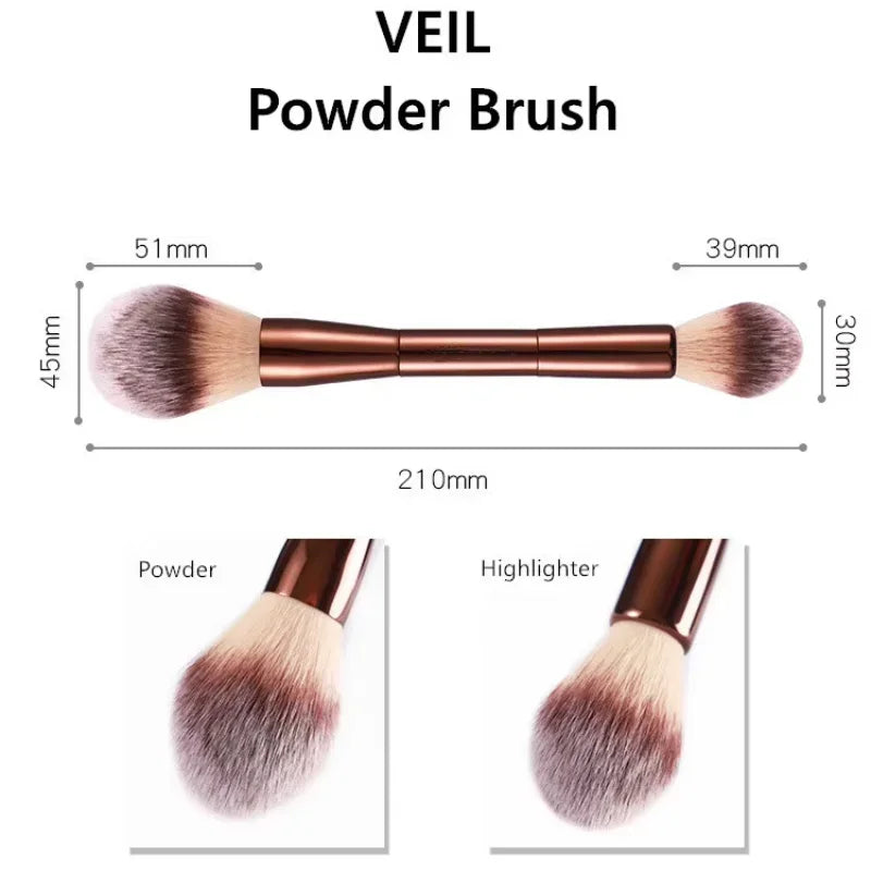 Double-Ended Powder Brush for Setting & Highlighting - Soft Synthetic Bristles