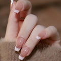 24PCS Short Square Fake Nail Set with French Design for Nail Art & DIY Manicure