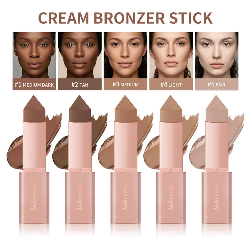 Matte Bronzer Setting Palette & Cream Bronzer Stick for Face Contouring - Long-Lasting Makeup