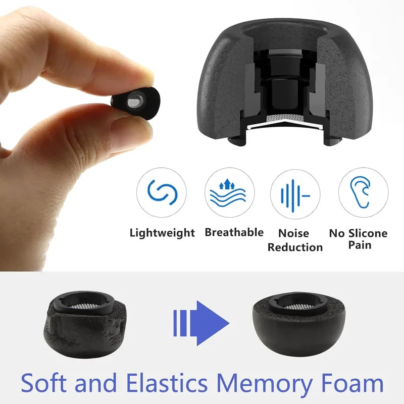 Memory Foam Ear Tips for Samsung Galaxy Buds 3 Pro & 4 - Noise Reducing Earbud Replacement