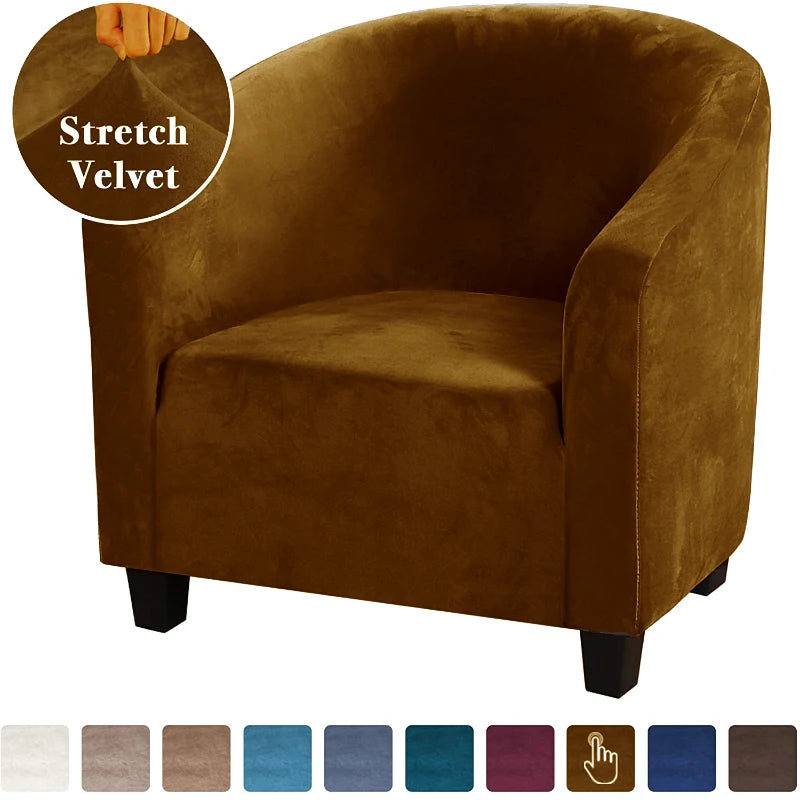 High Stretch Velvet Sofa Cover for Tub Chairs - Skid-Resistant Furniture Protector