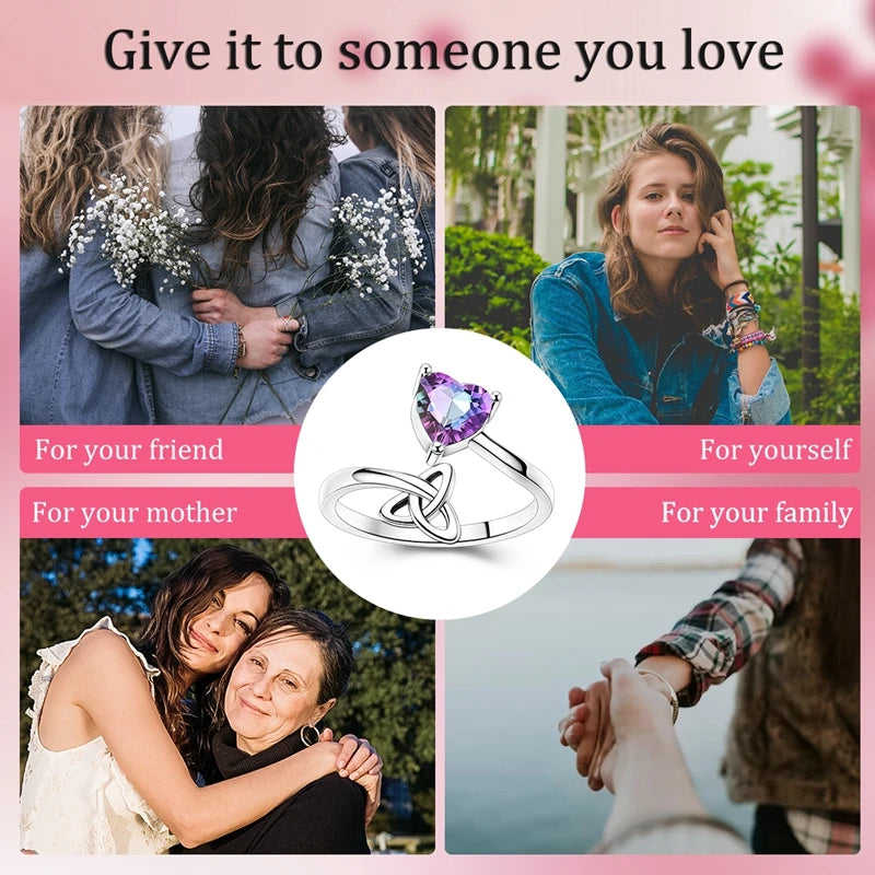 Sterling Silver Celtic Knot Love Open Rings for Women Girls Jewelry