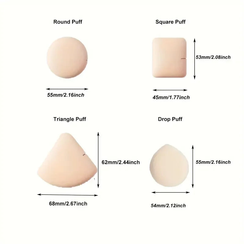 5pcs Portable Makeup Powder Puff Set Drop Shape Blenders for Travel & Beauty