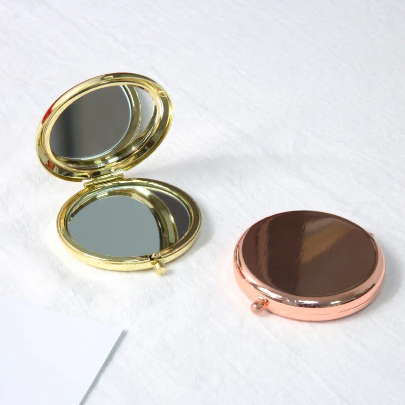 Double-Sided Portable Folding Makeup Mirror - Small Round Handheld Mirror for Men & Women