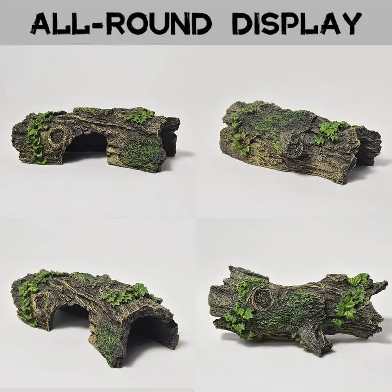 Lifelike Aquarium Hollow Tree Tunnel Cave Ornament with Safe Resin Material