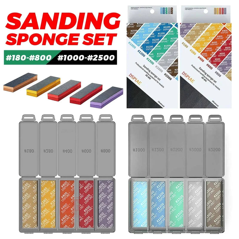 Sanding Sponge Set for Model Making - Arc Grinding & Polishing Buffs, Assorted Grits