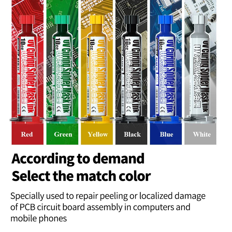 UV Curing Solder Mask Ink for PCB Protection and Repair - Multiple Colors
