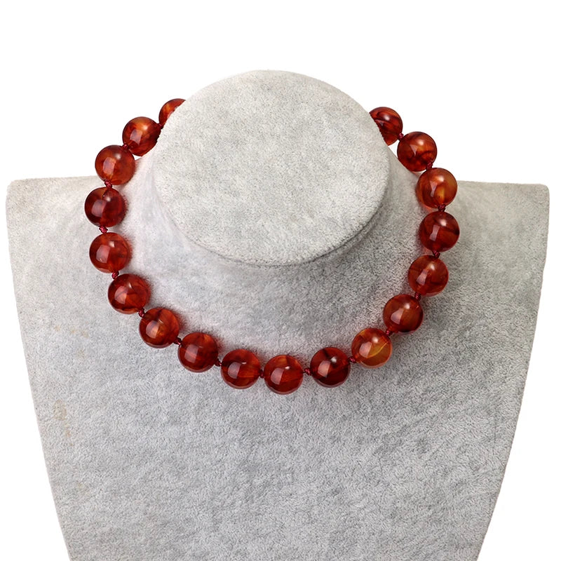 Multicolor Acrylic Beaded Necklace for Women - Geometric Knot Design, Handmade Jewelry Gift