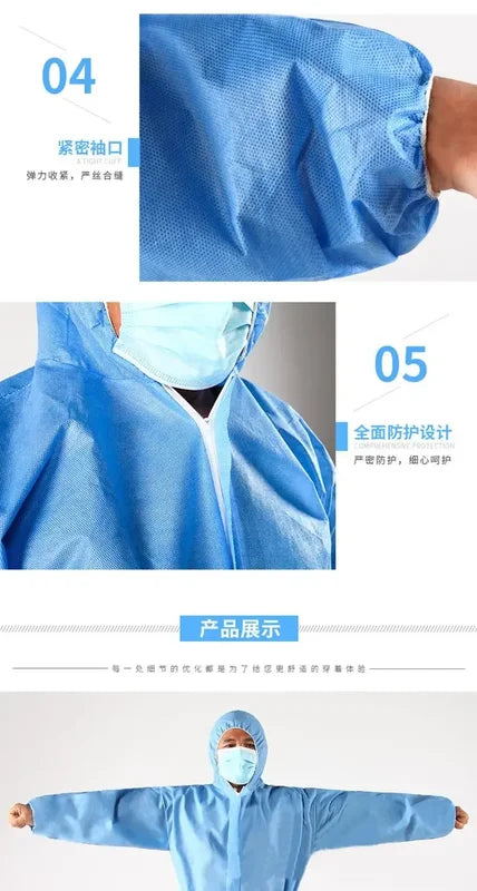 Disposable Breathable Waterproof Work Coverall Suit Safety & Painting Protective Gear