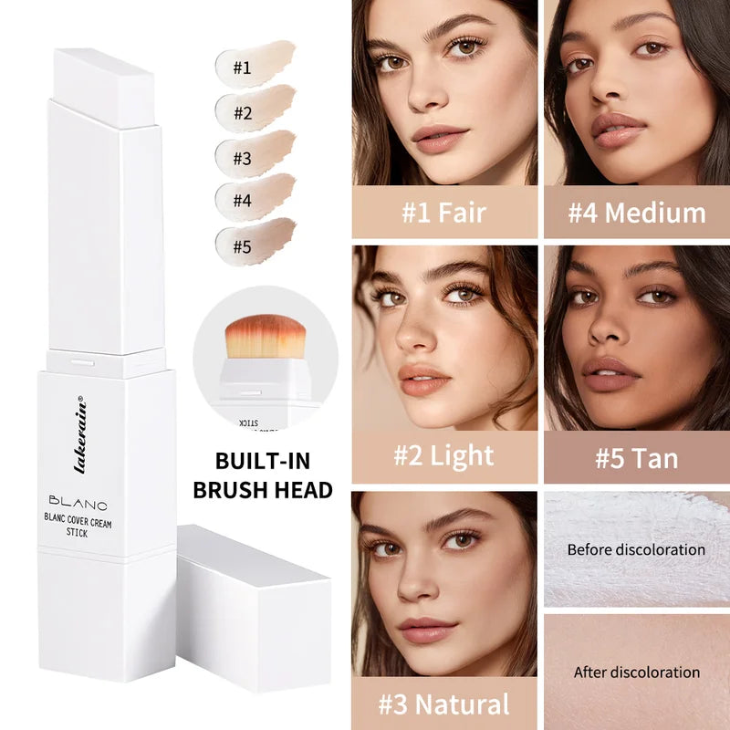 Color Changing Foundation Stick with Detachable Brush High Coverage Base Makeup