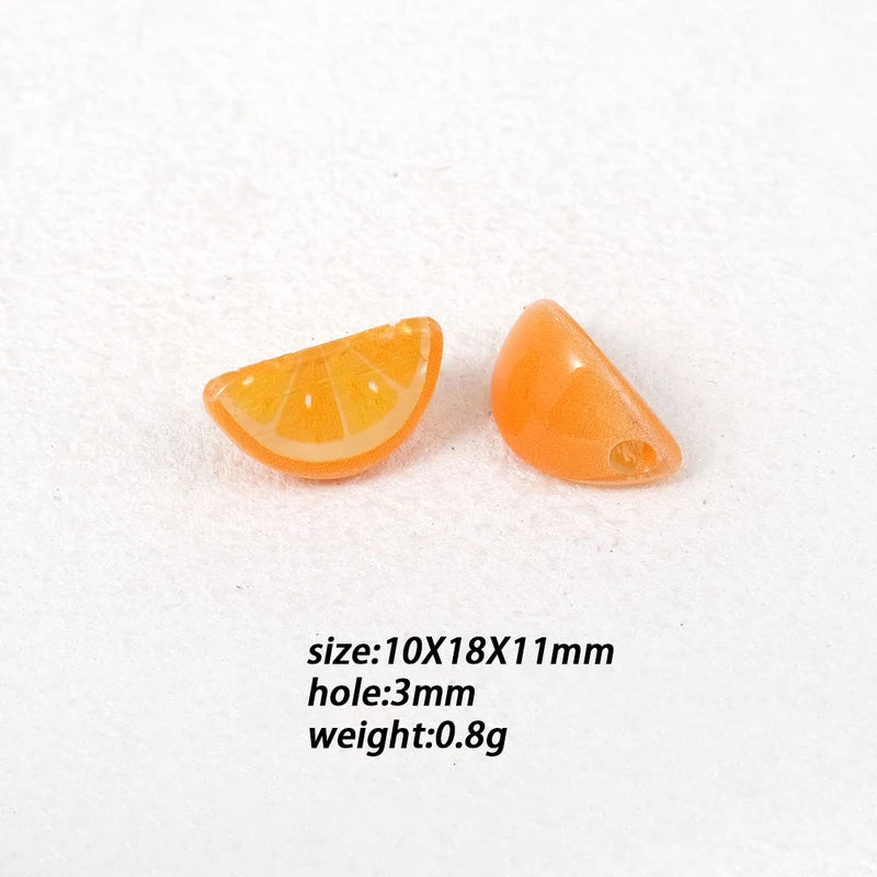 Watermelon Fruit Acrylic Beads Pack - Perforated Jewelry Charms for DIY Bracelets & Phone Straps