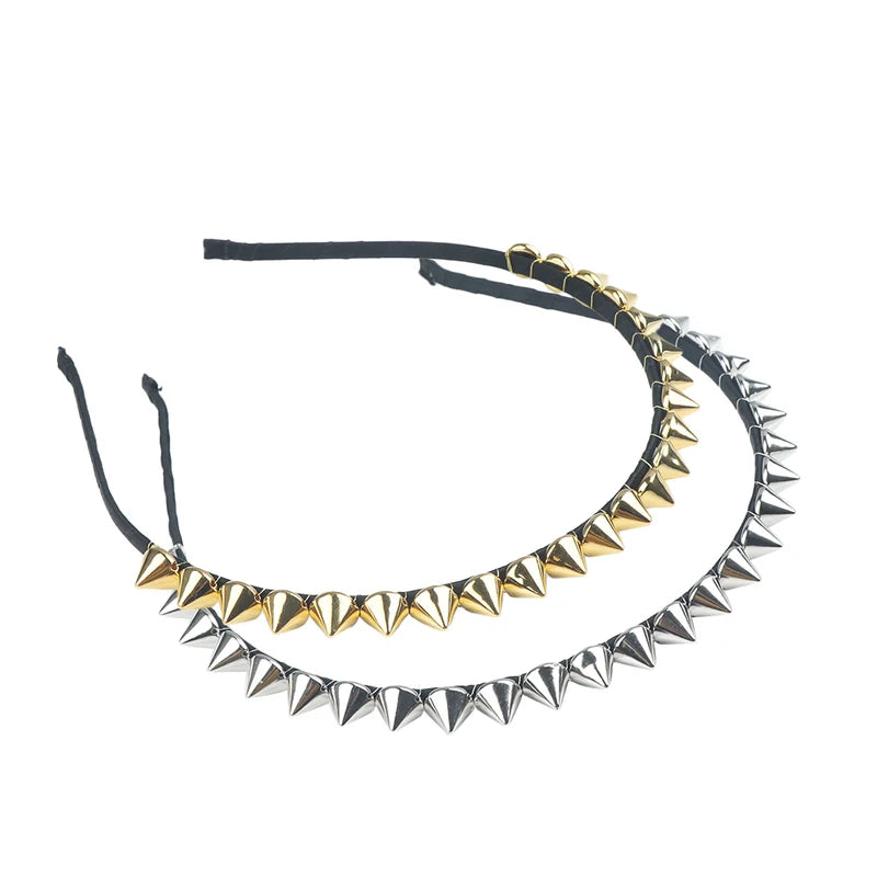 Fashion Punk Metal Headband with Spike Rivets for Women Men Party Accessory