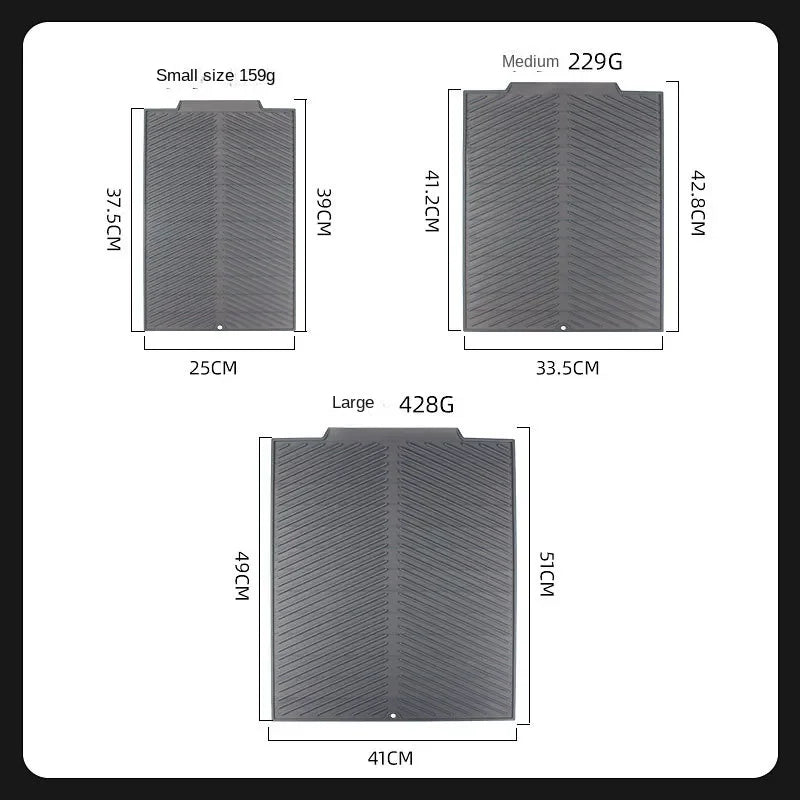Silicone Dish Drying Mat Non-Slip Heat-Resistant Kitchen Drain Pad - Multiple Sizes