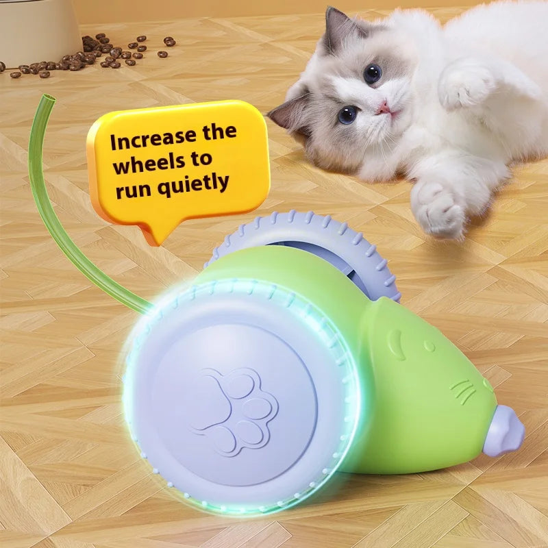 Interactive Electric Mouse Car Toy for Cats Rechargeable Obstacle Avoidance Play Animal