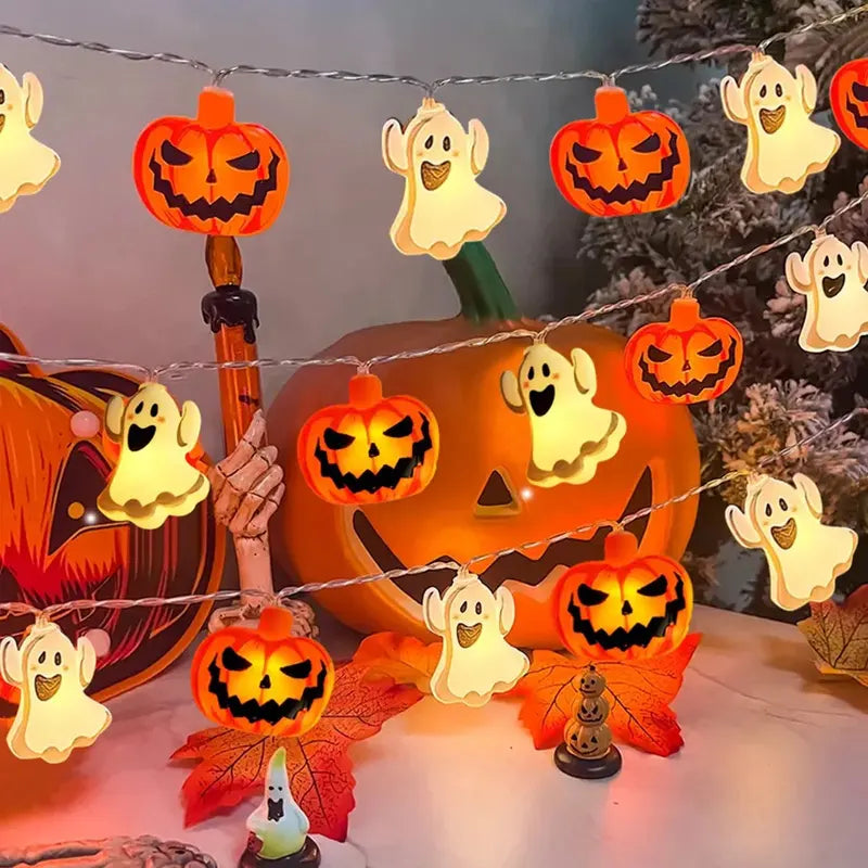 Halloween Pumpkin & Ghost String Lights - Battery Powered LED Decor (All Variants)