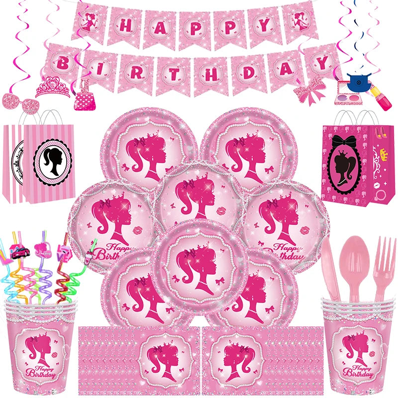 Princess Birthday Party Decorations Set with Balloons, Plates, Cups & Napkins - Kid Girl Celebration Supplies