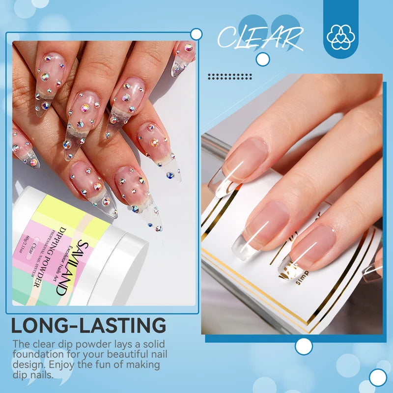 Clear Nude Dip Powder for Nail Art - No Lamp Needed, 60g, Beginner Friendly