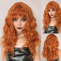 Long Wavy Cosplay Wig with Bangs - Heat Resistant Synthetic Hair for Women