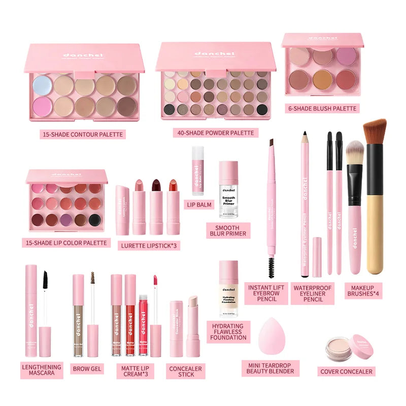 12-Piece Full Face Makeup Set with Concealer, Foundation, Blush, Lipstick & Eyebrow Pencils