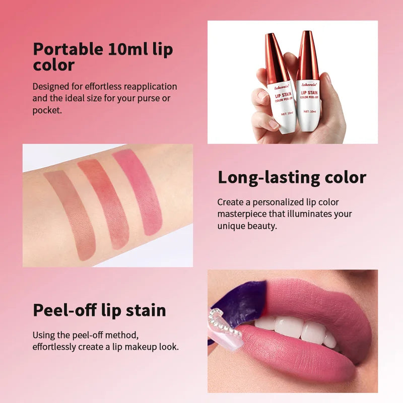 Peel Off Lip Stain Tattoo Tint - Long Lasting Waterproof Lip Color with Rich Pigment
