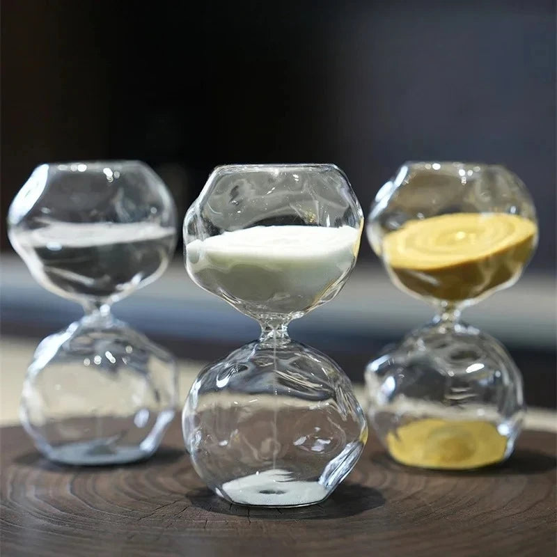 Irregular Glass Hourglass Timer 30 Min Sand Clock for Kids Home Decor