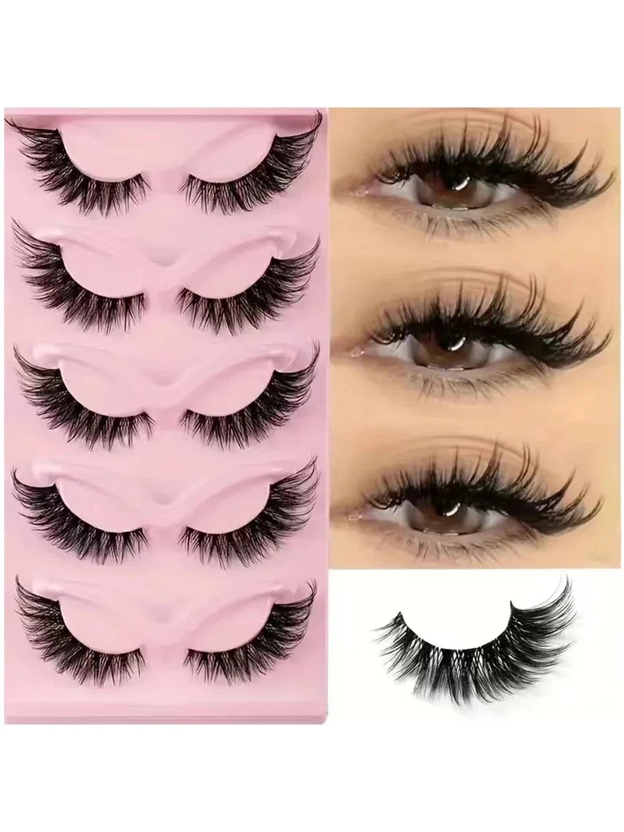 False Eyelashes 5 Pairs Long Thick Wispy Dramatic Eye Lashes for Stage & Party